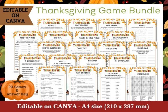 Download Thanksgiving Game Bundle - Editable - Bundle Collection