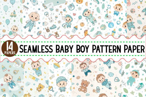 Download Seamless Baby Boy Pattern Paper Bundle - Bundle Collection