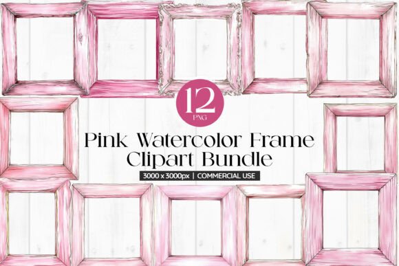 Download Pink Watercolor Frame Clipart Bundle - Bundle Collection