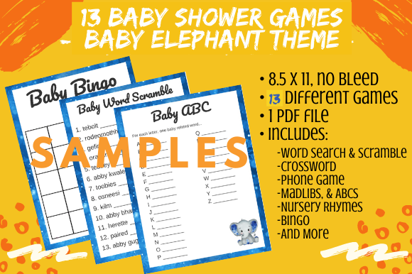Download 13 Navy Elephant Baby Shower Game Bundle - Bundle Collection
