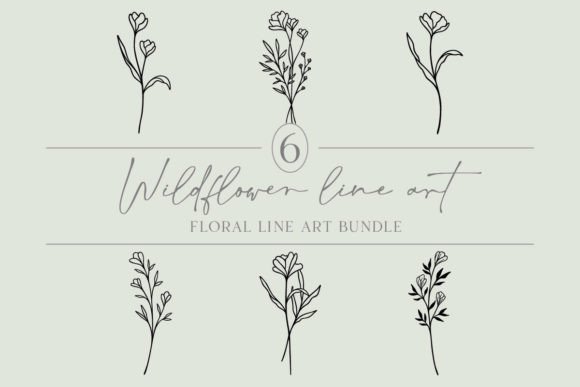 Download Floral Line Art Bundle | Cute Botanicals - Bundle Collection