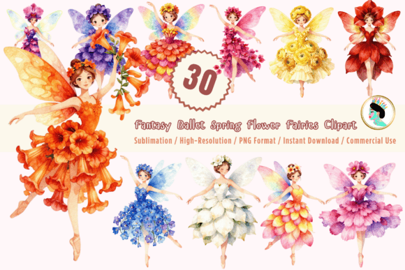 Download Flower Fairy Watercolor Clipart Bundle - Bundle Collection