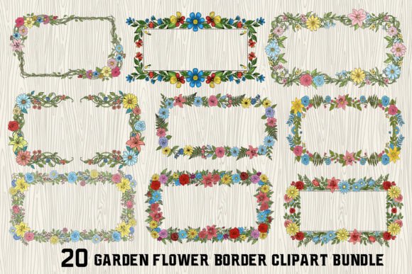 Download 20 Garden Flower Border Clipart Bundle - Bundle Collection