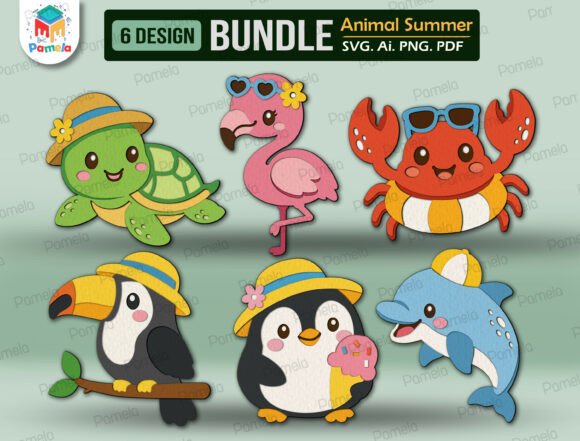 Download Summer Animal Paper Cut File SVG Bundle - Bundle Collection