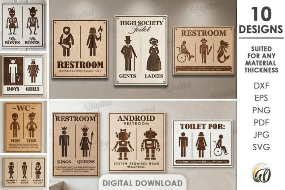 Download Restroom Signs Bundle Laser Cut - Bundle Collection