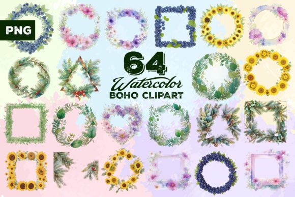 Download Watercolor Boho Frame Bundle - Bundle Collection