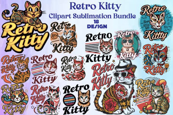 Download Retro Kitty Clipart PNG Bundle - Bundle Collection