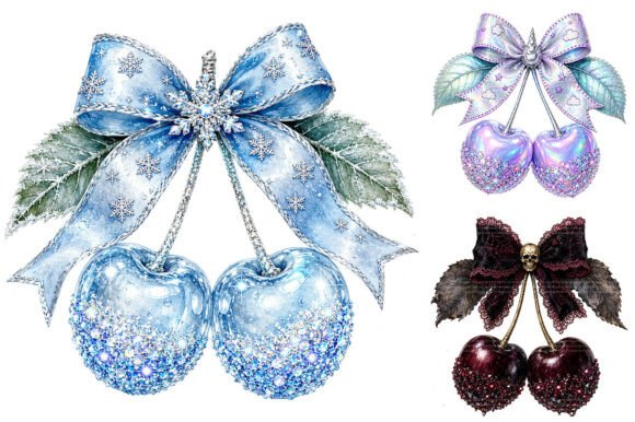Download Glitter Cherry Bow Clipart Bundle - Bundle Collection