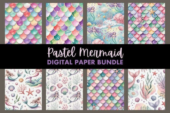 Download Pastel Mermaid Digital Paper Bundle - Bundle Collection