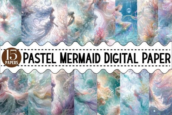 Download Pastel Mermaid Digital Paper Bundle - Bundle Collection