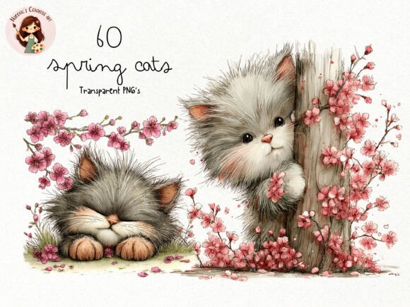 Download Spring Cat Clipart PNG Bundle - Bundle Collection