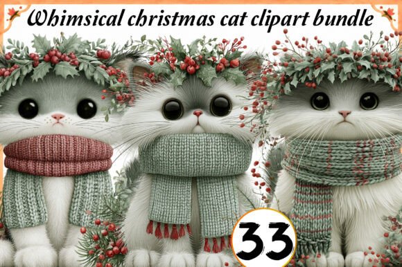 Download Whimsical Christmas Cat Clipart Bundle - Bundle Collection