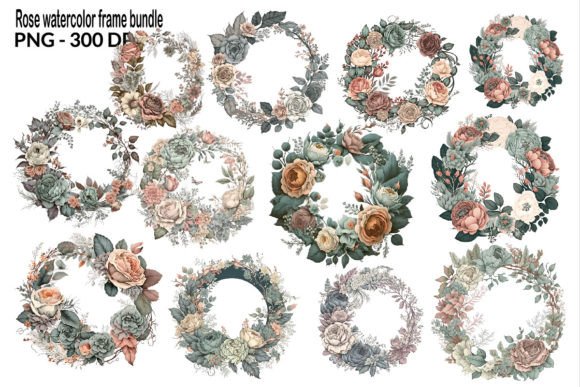 Download Rose Watercolor Frame Bundle - Bundle Collection