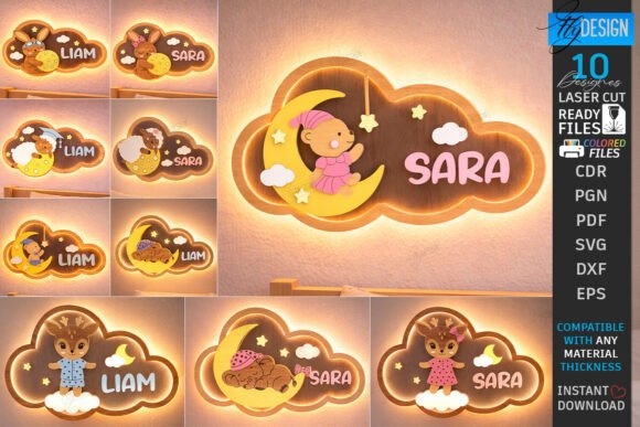 Download Cloud Night Light Laser Cut Bundle SVG - Bundle Collection