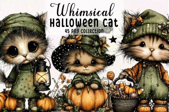 Download Whimsical Halloween Cat Clipart Bundle - Bundle Collection