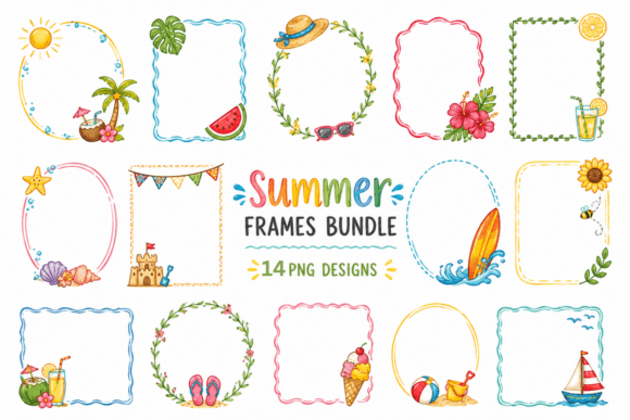 Download Summer Frames Clipart PNG Bundle - Bundle Collection