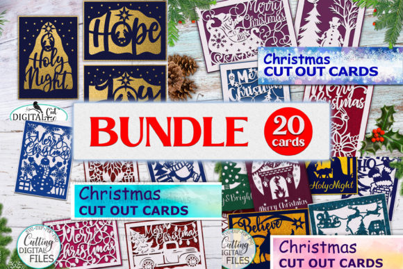 Download Christmas Cut out Card Bundle Svg Cut - Bundle Collection