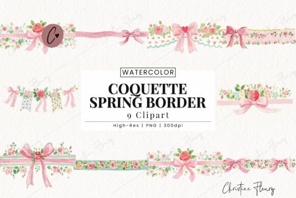 Download Coquette Spring Border Clipart Bundle - Bundle Collection