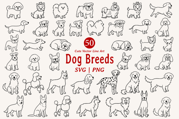 Download Cute Dog Line Art Illustration Bundle - Bundle Collection