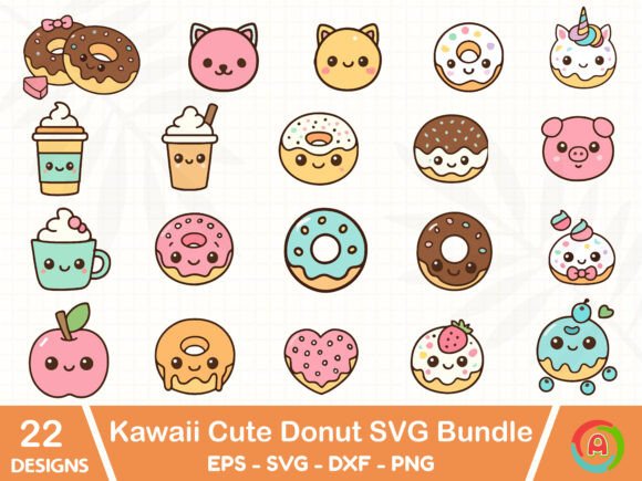 Download Kawaii Cute Donut SVG Bundle - Bundle Collection