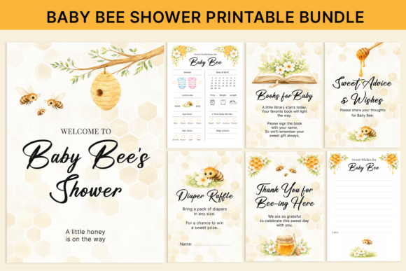 Download Bee Baby Shower Printable Bundle - Bundle Collection