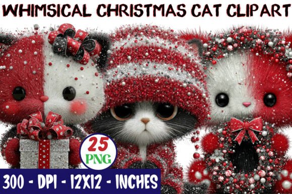 Download Whimsical Christmas Cat Clipart Bundle - Bundle Collection
