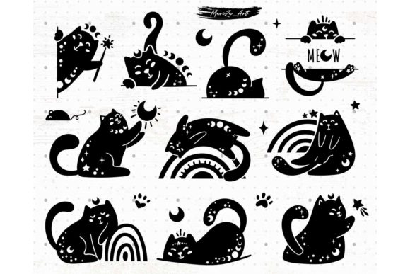 Download Celestial Black Peeking Cat SVG Bundle - Bundle Collection