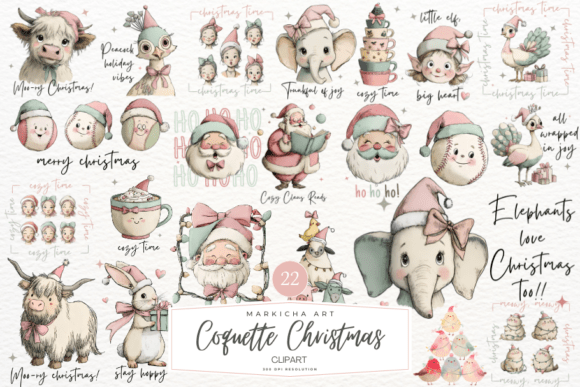 Download Cute Coquette Christmas Clipart Bundle - Bundle Collection
