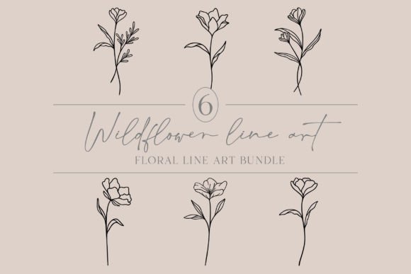 Download Floral Line Art Bundle | Cute Botanicals - Bundle Collection
