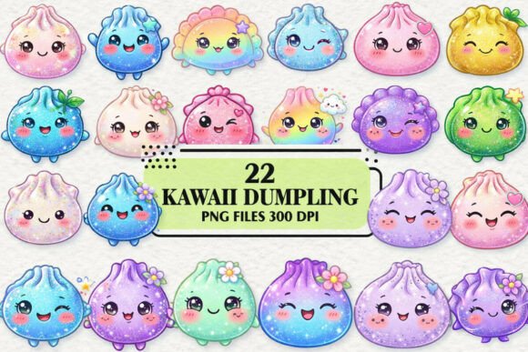 Download Kawaii Glitter Dumpling Clipart Bundle - Bundle Collection