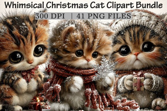 Download Whimsical Christmas Cat Clipart Bundle - Bundle Collection
