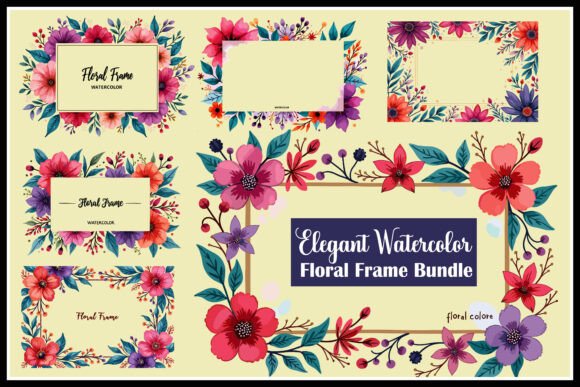 Download Elegant Watercolor Floral Frame Bundle - Bundle Collection